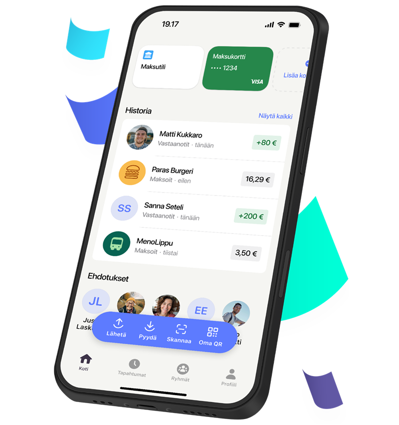 Kuva MobilePay-sovelluksen aloitusnäytöstä.