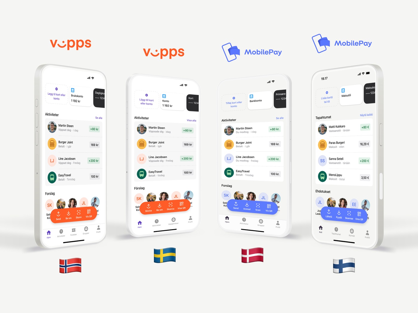 Vipps MobilePay sovelluksen neljässä maassa