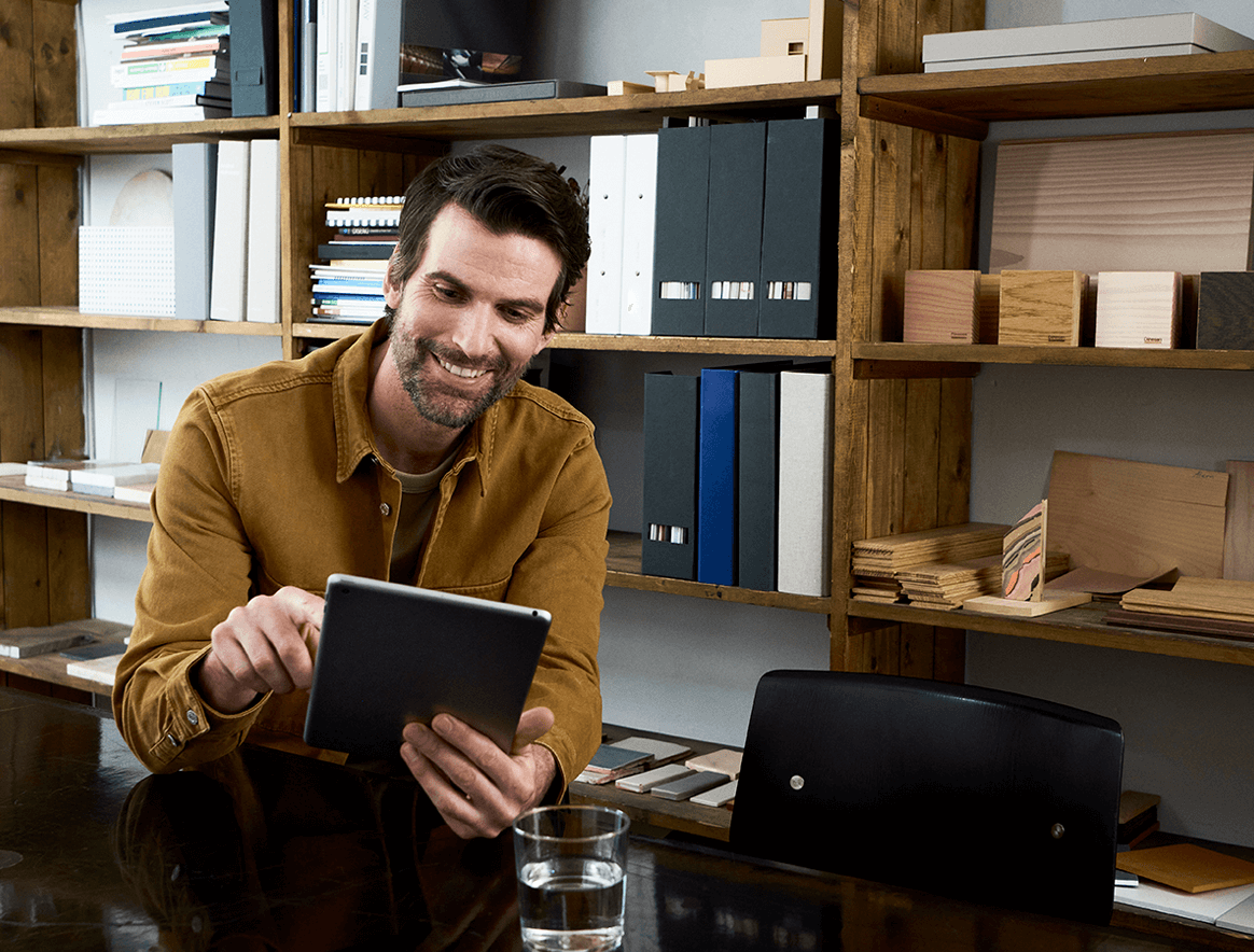 Man working on his ipad